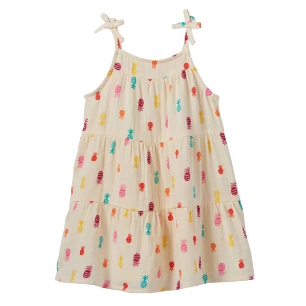 Cat & Jack Rainbow Pineapple Print Gauze Tank Dress Cream Size 18 Months